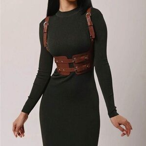Brown Leather Harness Belt